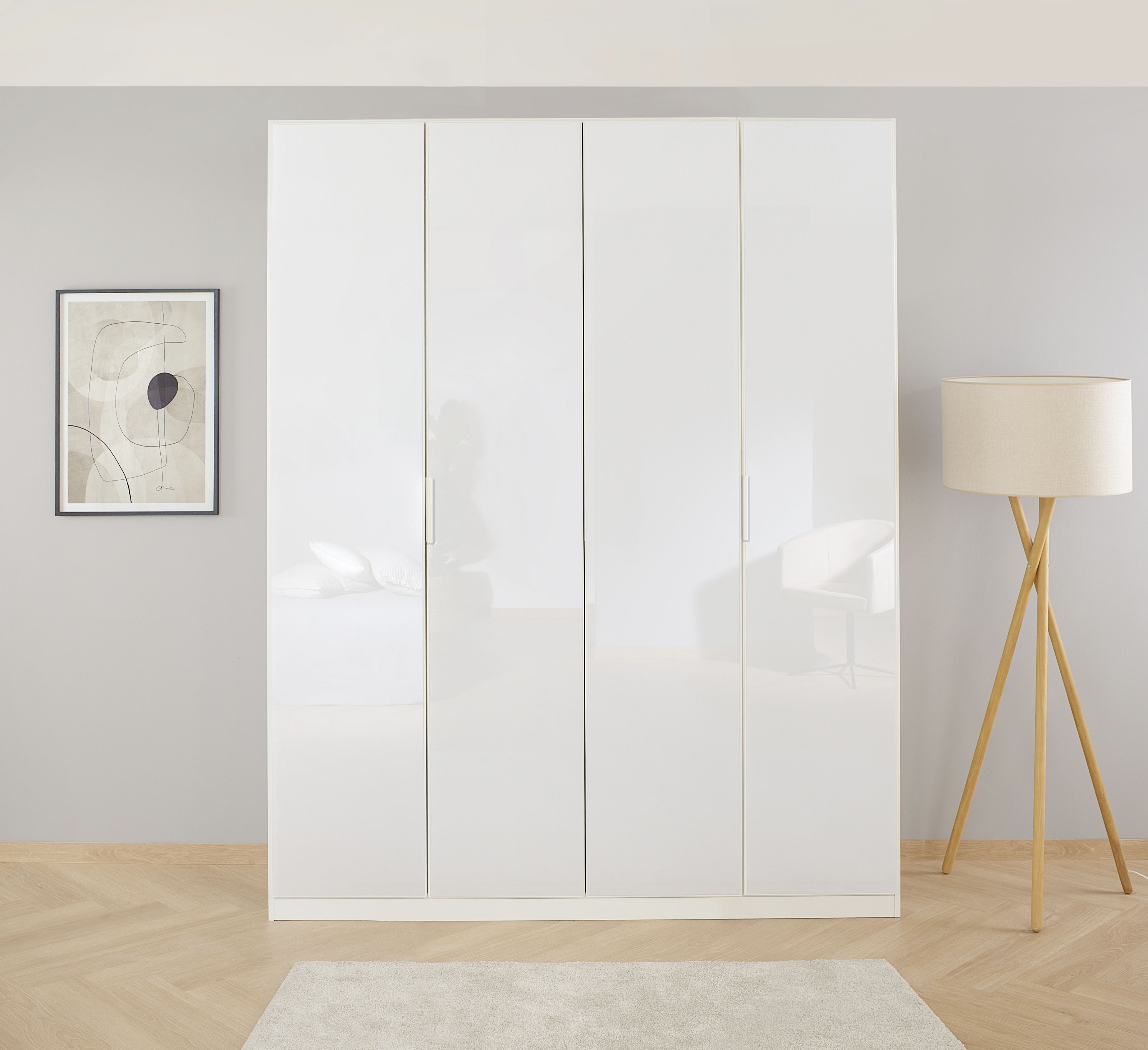 Drehtürenschrank RAUCH "Kleiderschrank Schrank Garderobe KOLUNA mit hochwertiger Glasfront", weiß (alpinweiß, glas kristallweiß), B:181cm H:210cm T:54cm, Holzwerkstoff, Schränke, Drehtürenschrank, inkl. 2 Innenschubladen sowie extra Einlegeböden... Image