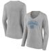 Women's Fanatics Branded Heather Gray North Carolina Tar Heels Evergreen Campus Long Sleeve V-Neck T-Shirt