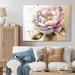 Lark Manor™ Pink & Gold Camellia Flower I - Floral & Botanical Metal Wall Decor in Blue/Pink | 12 H x 20 W x 1 D in | Wayfair