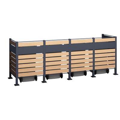 Mülltonnenbox WESTMANN "Planum", grau (anthrazit, holzoptik), B:90cm H:120cm T:330cm, Stahl, Aufbewahrungsboxen, Platz für 4 Mülltonnen je 240 L Image
