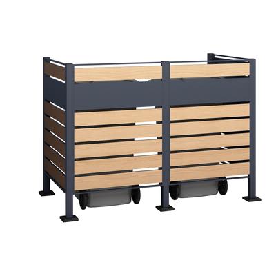 Mülltonnenbox WESTMANN "Planum", grau (anthrazit, holzoptik), B:90cm H:120cm T:170cm, Stahl, Aufbewahrungsboxen, für 2 Mülltonnen je 240 L Image