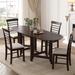 5pcs Retro Drop-Leaf Table Set with 4 Chairs,Dining Set with Table and Small Drawer