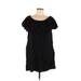 Zara Casual Dress - Shift Boatneck Short sleeves: Black Print Dresses - Women's Size Medium