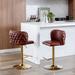 Swivel Barstools Adjusatble Seat Height, Modern Pu Upholstered Bar Stools with The Whole Back Tufted（Set of 2）