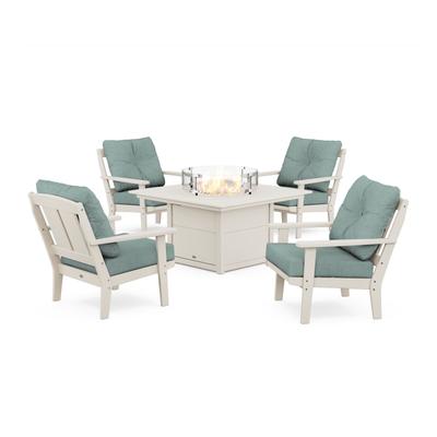 POLYWOOD Mission 5-Piece Deep Seating Set with Fire Pit Table