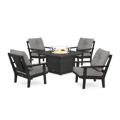 POLYWOOD Prairie 5-Piece Deep Seating Set with Fire Pit Table