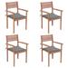 vidaXL Patio Chairs 4 pcs with Gray Cushions Solid Teak Wood - 22" x 20.1" x 35.4"