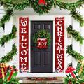 Amerteer 3Pcs Merry Christmas Banner Christmas Decorations with Red Black Buffalo Banners Xmas Hanging Christmas Decor Decorations for The Home Outdoor Indoor Wall Front Door Decor