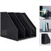 Leven/Deli Collapsible Magazine File Holder/Desk Organizer for Office Organization and Storage with 3 Vertical Compartments Dark Grey