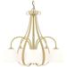 Sweeping Taper 24" Wide 5 Arm Modern Brass Chandelier With Opal Glass