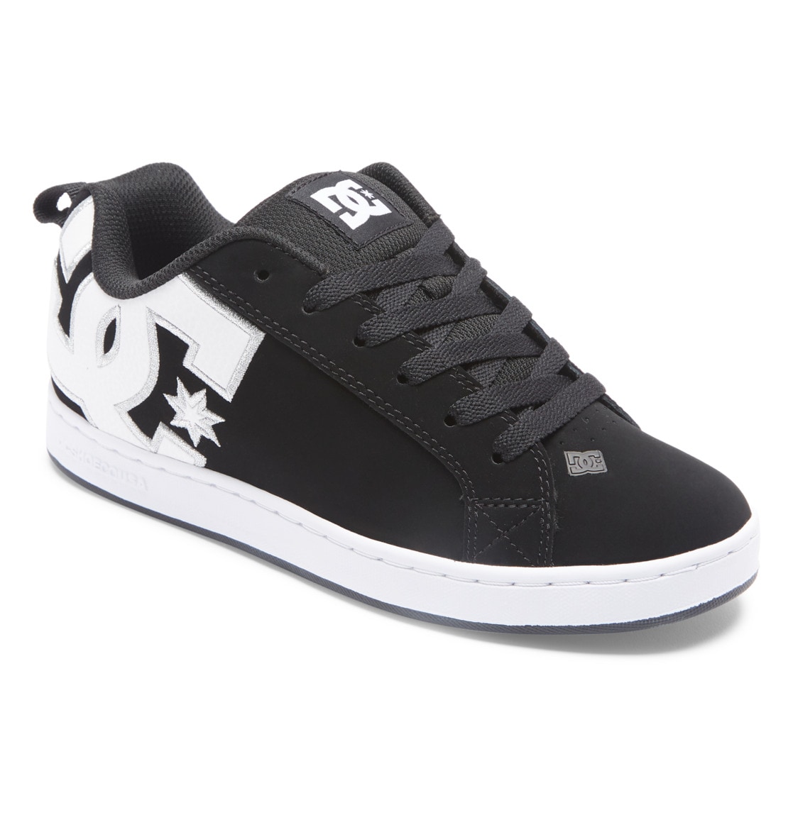 Sneaker DC SHOES "Court Graffik", Damen, Gr. 5,5(36,5), schwarz-weiß (schwarz, weiß stencil), Obermaterial:55, 91% Leder, 38, 75% Synthetik, 5, 34% Polyester;, Schuhe Sneaker
