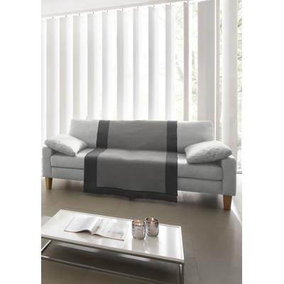 Sofaschoner BIEDERLACK "Cotton Cover Salt & Pepper", grau (anthrazit), B:100cm L:200cm, Baumwolle, Polyacryl, Polyester, Sesselschoner, mit Fransen Image