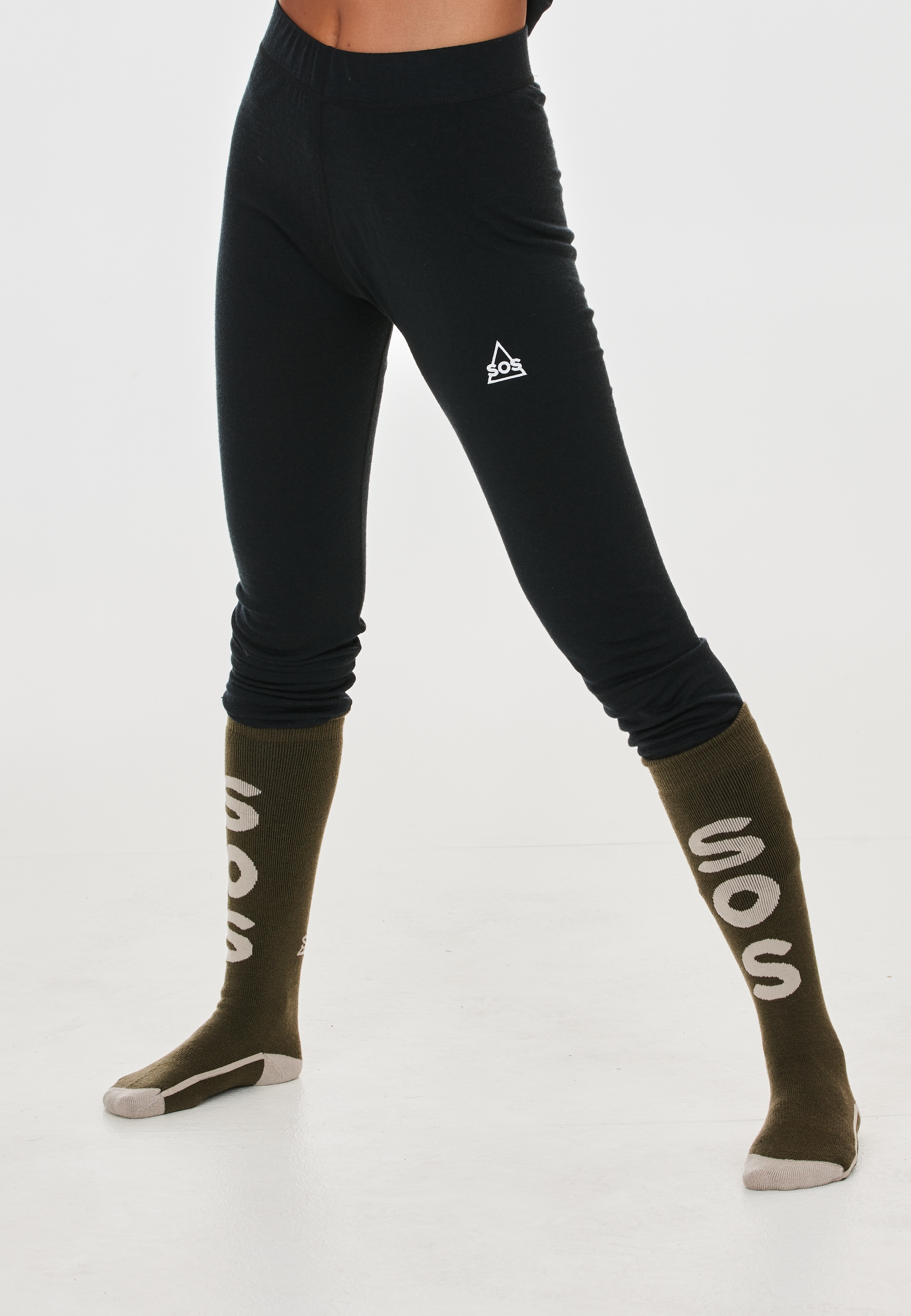 Trainingstights SOS "Nuuk", Damen, Gr. XS, US-Größen, schwarz, 100% Wolle, unifarben, Casual, Hosen, in temperaturregulierender Qualität Image