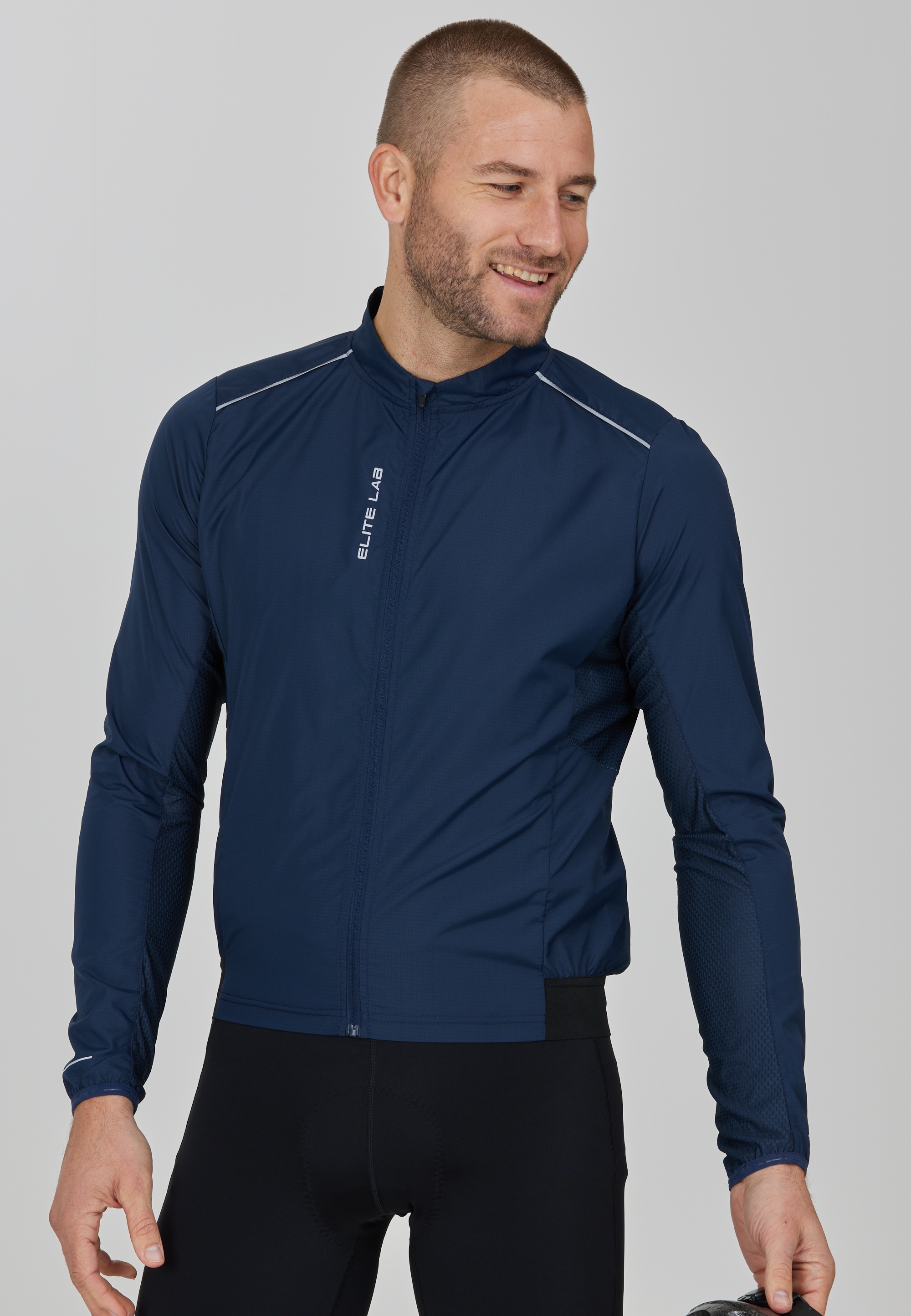Softshelljacke ELITE LAB "Bike Elite X1", Herren, Gr. L, blau (dunkelblau), 100% Polyester, unifarben, Jacken, mit reflektierenden Elementen Image