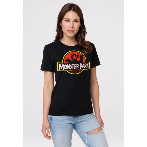 T-Shirt LOGOSHIRT ""Sesamstrasse Krümelmonster Monster Park"" Gr. XXXL, schwarz Damen Shirts mit coolem Print