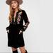 Free People Dresses | Embroidered Velvet Tunic Mini | Color: Black/Yellow | Size: S