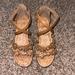 American Eagle Outfitters Shoes | Excellent Condition American Eagle Girls Velcro Sandal! Flowers W/Diamond Studs. | Color: Tan | Size: Usa 2
