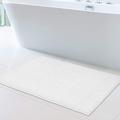 ITSOFT Chenille Bath Mat, Non Slip Bathroom Mat for Bathroom, Absorbent & Machine Washable Toilet Mat, Soft Plush Bathroom Rug, Bathroom Accessory (87x53cm, White)