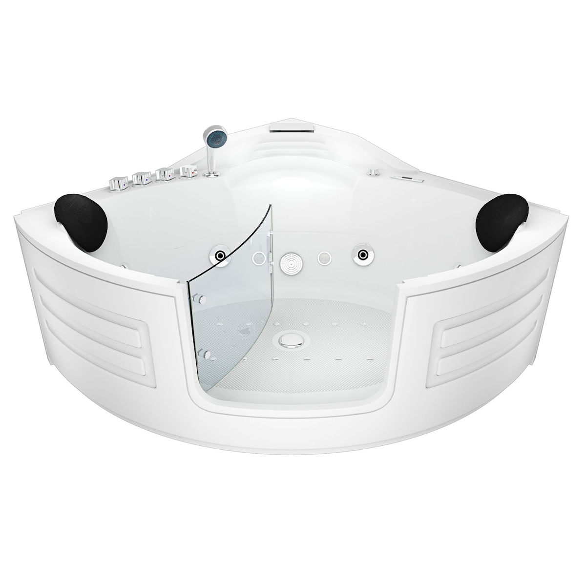 AcquaVapore Whirlpool Pool Badewanne Eckwanne Wanne W70-SC 150x150cm mit Tür Walk-in-Pool aktive Schlauch-Reinigung Image