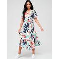 V By Very Printed Wrap Midi Dress