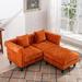 Mercer41 Loudella 63" Upholstered Convertible Sectional Sofa Retro Loveseat Sofa w/ Ottoman Velvet, in Orange | 28 H x 63 W x 58.2 D in | Wayfair