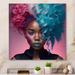 Latitude Run® Hip Hop Girl w/ Pink & Blue Hair V - Unframed Print on Metal in Blue/Pink | 16 H x 16 W x 1 D in | Wayfair