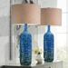 Possini Euro 36" Teal Blue Modern Ceramic Table Lamps Set of 2