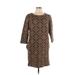 Lara Knit Casual Dress - Sweater Dress: Brown Fair Isle Dresses - Women's Size Large