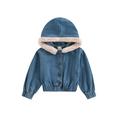 Jxzom Toddler Girls Hooded Denim Coat Long Sleeves Button Closure Thick Autumn Winter Jean Jacket