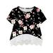 ZRBYWB Toddler Girl Clothes Casual Tunic Floral Flowers Print Lace Tops Short Sleeve Loose Soft Blouse Top Summer Tops