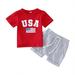 Toddler Boys Girls Fashion Outfits Set Kids 4Th Of July Short Sleeve Independence Day Letter Prints T Shirt Tops Shorts Outfits Set For 3-6 Months