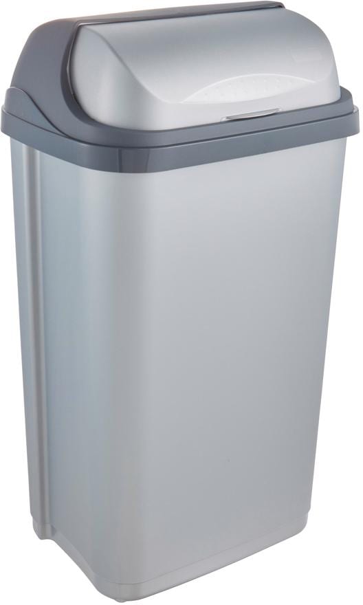 Mülleimer KEEEPER "rasmus, Abfallbehälter mit Rolldeckel", silber (light silber), B:39cm H:67,5cm T:29,5cm, Kunststoff, Mülleimer, Mülleimer, 50 l, Made in Europe, 39 x 29,5 x 67,5 cm