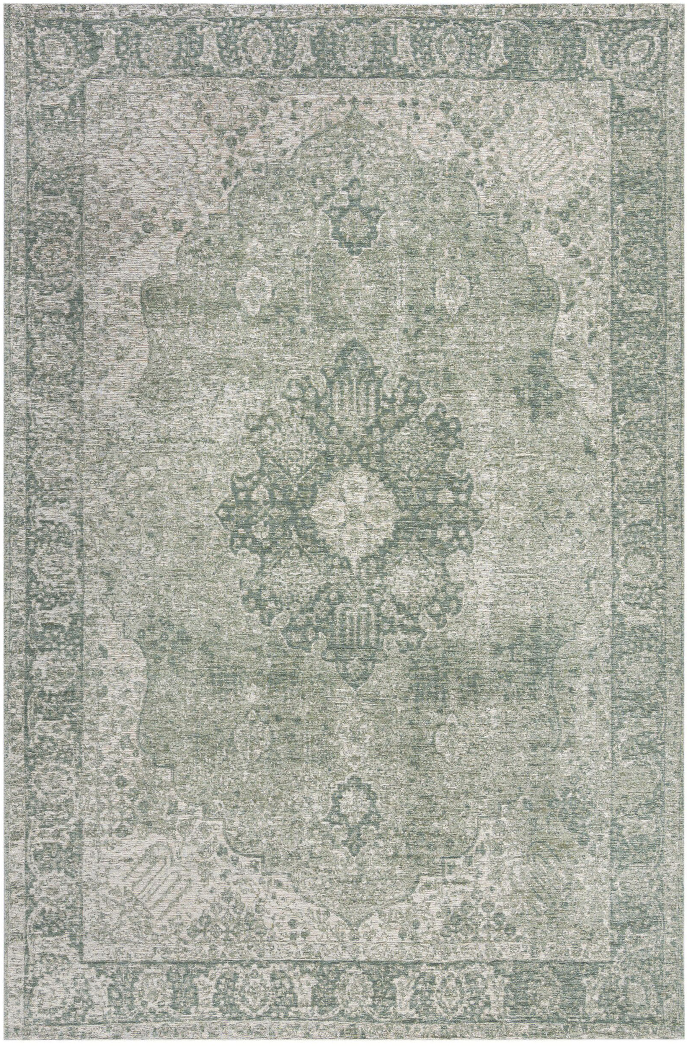 Teppich FLAIR RUGS "Antique Vintage-Muster", grün, B:200cm H:4mm L:290cm, Baumwolle, Kunstfaser, Teppiche, Vintage-Muster