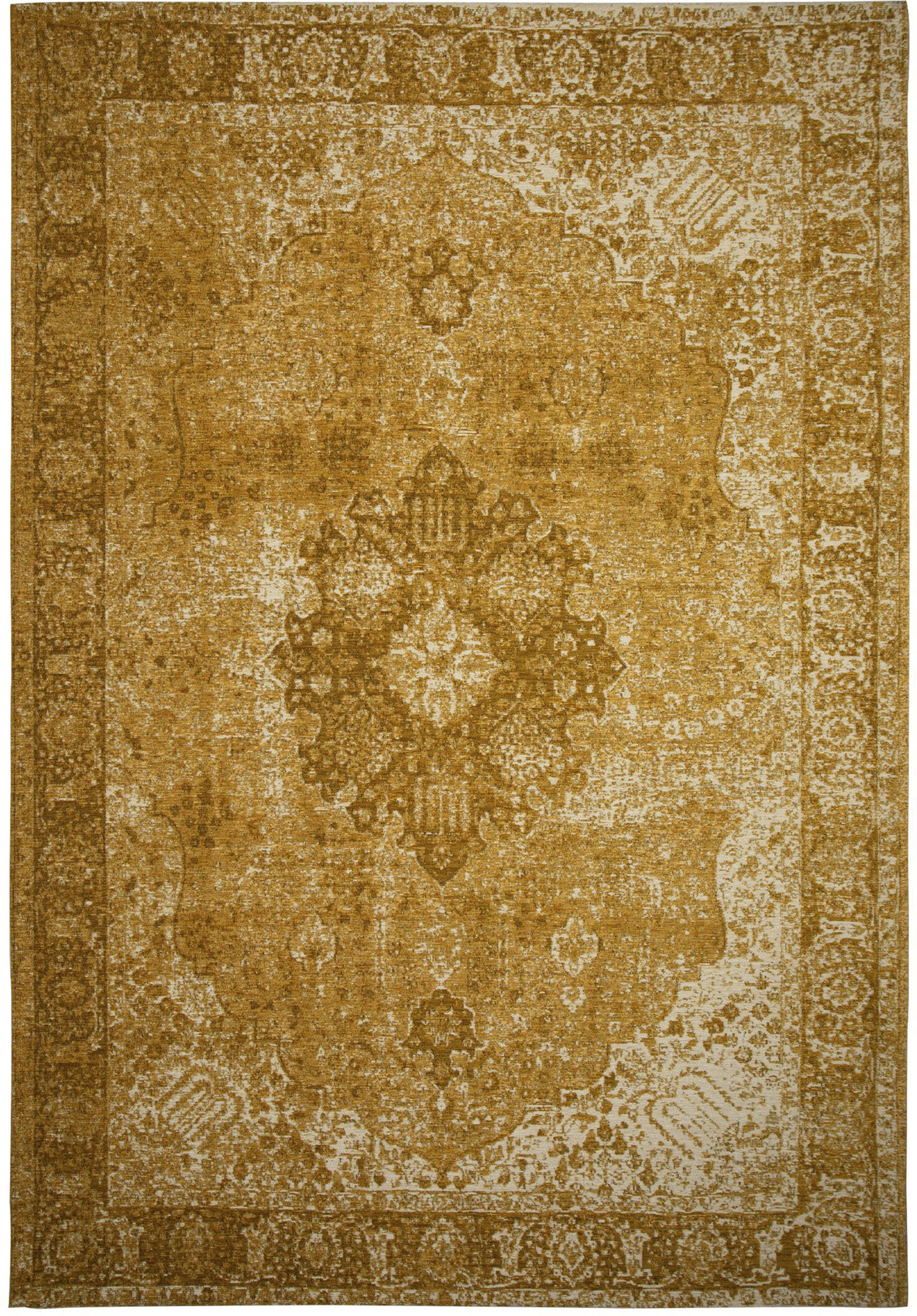 Teppich FLAIR RUGS "Antique Vintage-Muster", gold (goldfarben), B:200cm H:4mm L:290cm, Baumwolle, Kunstfaser, Teppiche, Vintage-Muster