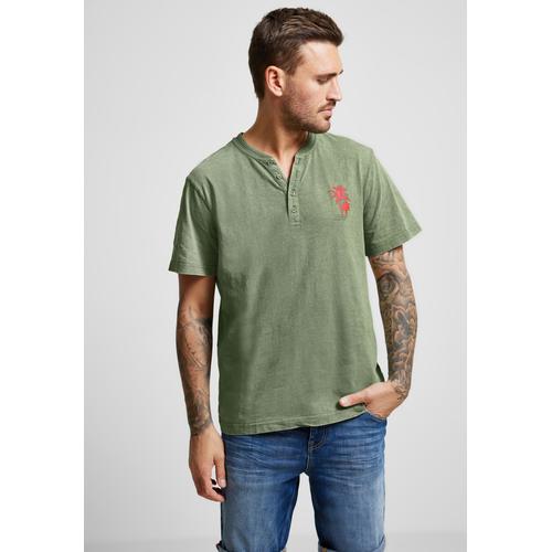 T-Shirt STREET ONE MEN Gr. S (48), grün (oregano green) Herren Shirts T-Shirts aus reiner Baumwolle