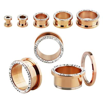 Dehnschnecke ADELIA´S "Piercing Ohrpiercing", Damen, rosa (rosegold), Chirurgiestahl, modisch, Piercings, Flesh Tunnel PVD Rosè Gold beschichtet