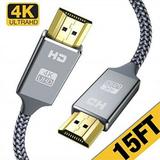 hdmi cable 15 ft capshi high speed 18gbps hdmi 2.0 cable 4k 3d 2160p 1080p ethernet - 28awg braided hdmi cord - audio return compatible tv pc blu-ray player