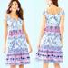 Lilly Pulitzer Dresses | Lilly Pulitzer Iva Midi Dress Resort White Flock Together Ruffle Hemline 2 Nwt | Color: Blue/Pink | Size: 2