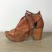 Free People Shoes | Free People | Tan Leather Heeled Peep Toe Booties With Ankle Straps | Color: Tan | Size: 37eu