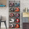 Motorcycle Helmet Rack Stand Hat Display Case, Floor-Standing Metal Bike Helmet Holder Shoe Bag Shelf, Wire Cube Hat Organizer Grids Storage Bins, Closet Cabinet Modular Bookshelf Display Case