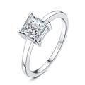 JewelryPalace Princess Cut 1ct Moissanite Solitaire Engagement Rings for Her, 14K White Gold Plated 925 Sterling Silver Promise Ring for Women, Anniversary Wedding Ring Jewellery Sets VVS D-F R