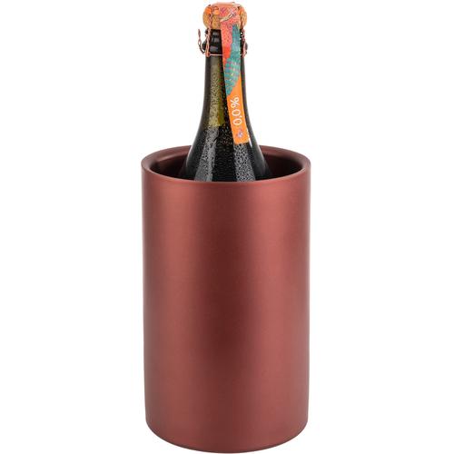 Wein- und Sektkühler APS Eiskübel rot Baraccessoires Weinaccessoires doppelwandig, Edelstahl, Höhe 20 cm