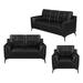 CDecor Home Furnishings Tenille 3 Piece Faux Leather Living Room Set Faux Leather in Black | 37.5 H x 84.5 W x 35.25 D in | Wayfair Living Room Sets