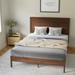 Loon Peak® Eymen Modern Solid Wood Platform Bed w/ Headboard & Wooden Slats Wood in Brown | 44.5 H x 63.5 W x 79.5 D in | Wayfair