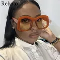 Lunettes de soleil rétro pour femmes grandes lunettes de soleil carrées dégradées orange lunettes