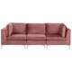 Sofa Rosa Polsterbezug aus Samtstoff 3-Sitzer Modulsofa mit Metallgestell Wohnzimmermöbel Modern Wohnzimmer Salon Wohnecke Sitzecke