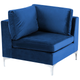 Modul Ecksessel Blau Polsterbezug aus Samtstoff quadratisch mit 2 Rückenkissen Modernes Glamour Design Arbeits- und Wohnzimmer Salon Möbel