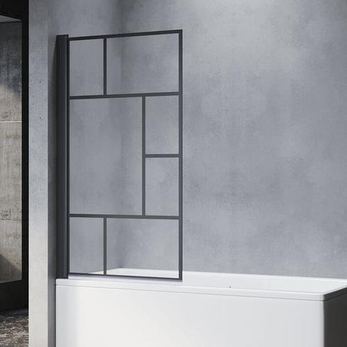 Sonni – Badewannenaufsatz schwarz faltbar nano esg glas Höhe:140 cm ohne Seitenwand