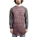 Blackskies Baseball Longsleeve T-Shirt | Langes Oversize Fashion Basic Langarm Raglan Herren Longshirt Long Tee Melliert - Dunkelrot-Grau X-Large XL