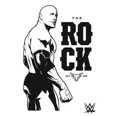 WWE The Rock Black and White Grafik Poster- Ungerahmt A3 Image